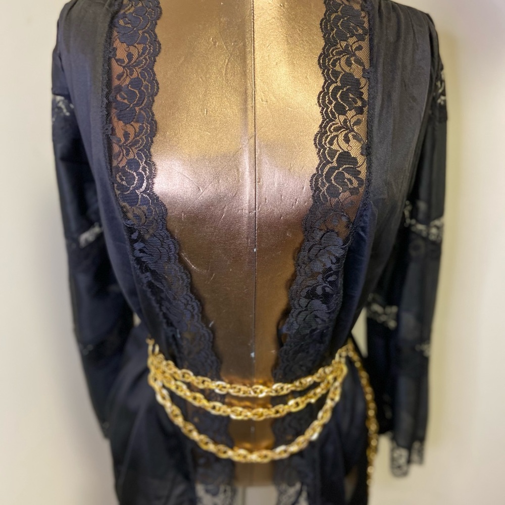 Vintage Black lace robe